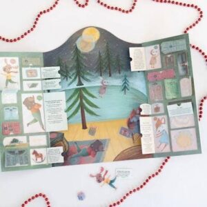 Image of kindness advent calendar. Boxes open to reveal text and images that are inside.