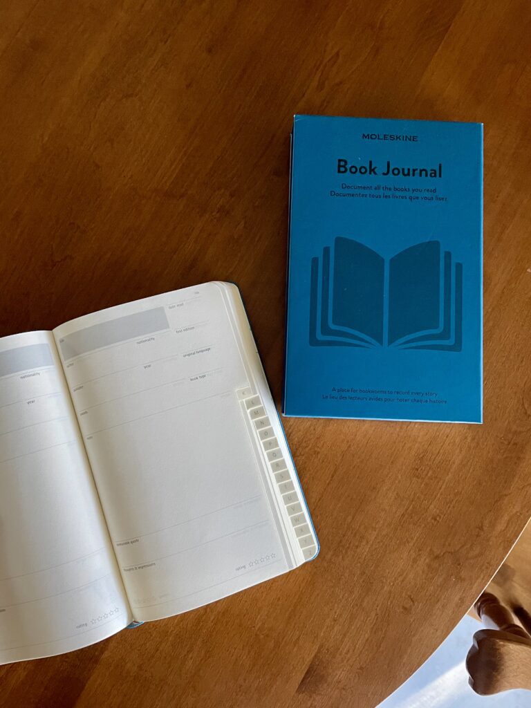 Reading journal for tracking finished books, favorite quotes, and reading reflections.