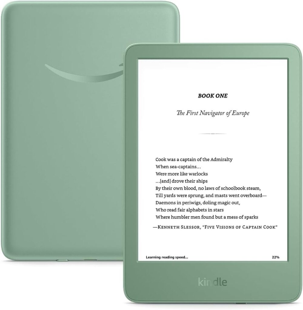 Kindle Paperwhite e-reader displaying a book, a gift for women who love reading.